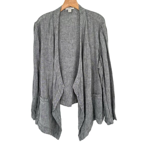 Coldwater Creek Gray Linen Drape Open Jacket Size 2x plus Lagenlook womens - Picture 1 of 12